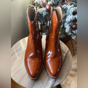Free People Glossy burnt Orange/brown Ankle Boots